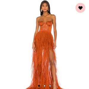 For Love And Lemons x Revolve Bustier Gown in Rust